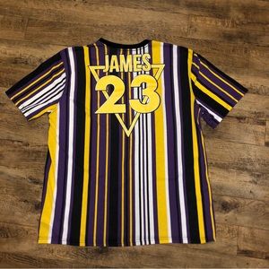NBA Los Angeles lakers Lebron James stripped t-shirt xxl rare like new